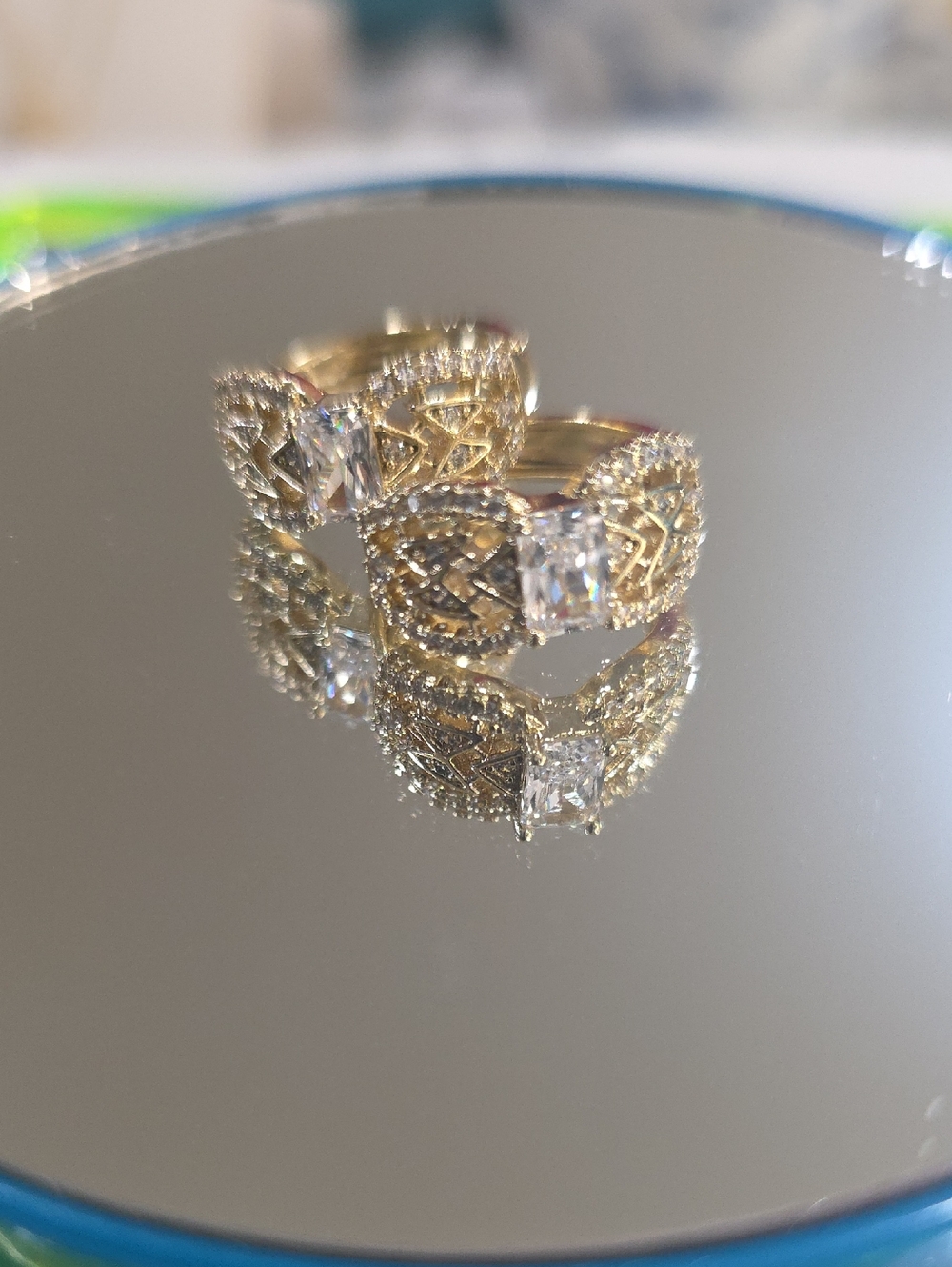 14k Gold Plated Pavé CZ Statement Ring - Women Jewelry